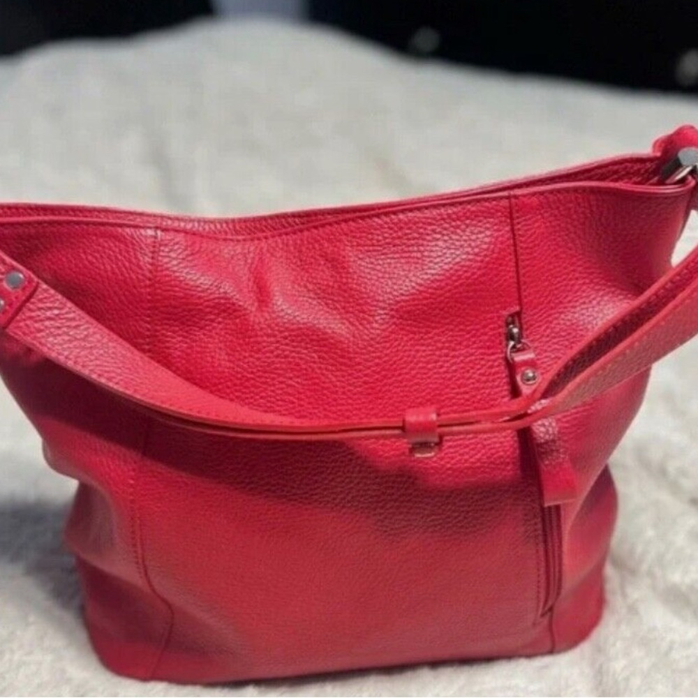 Italian Red Leather Handbag Borse In Pelle Luxury Brand Soft Shoulder Bag NWOT